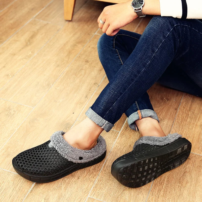 Fleece-Lined Clogs – Warm Unisex Winter Slip-On Shoes