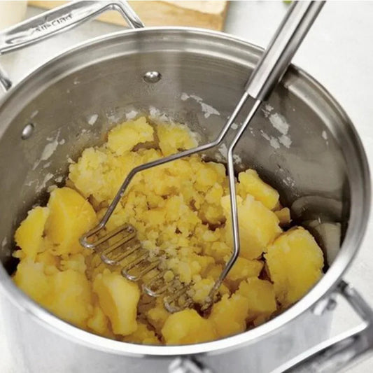 Potato Masher – Stainless Steel Wavy Press Kitchen Tool