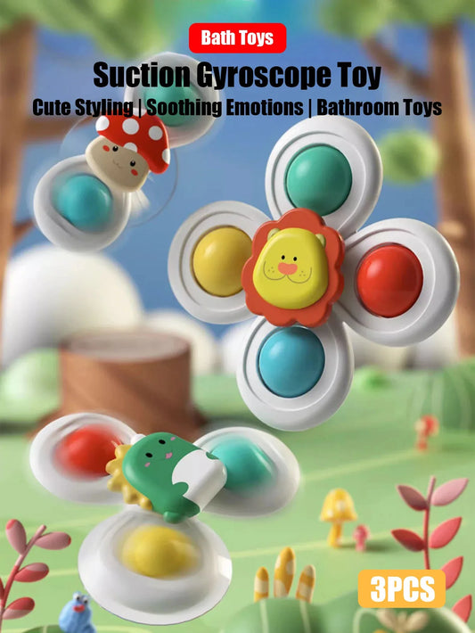Baby Suction Cup Spinner Bath Toys – 3-Pack for Ages 0–3