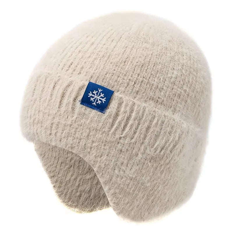 Earflap Beanie Hat – Women's Faux Fur Knit Winter Cap