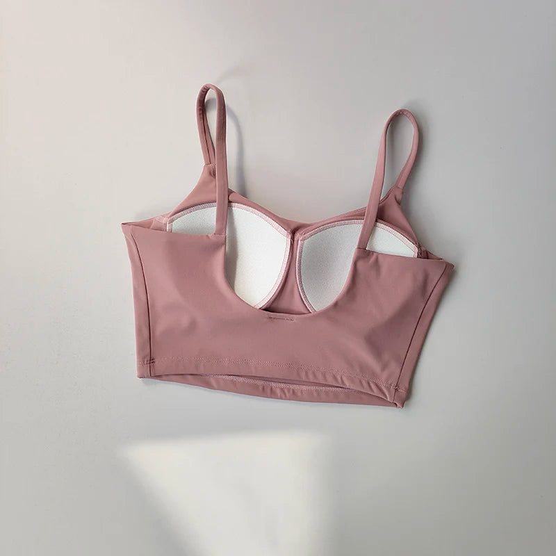 Women's Padded Sports Bra Camisole – Push-Up Crop Top for Gym & Yoga