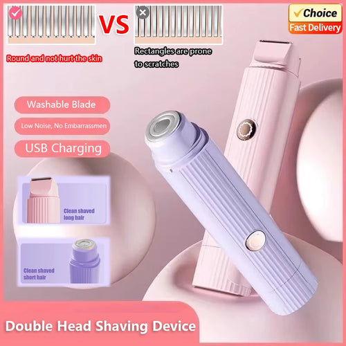 2-in-1 Electric Hair Remover for Women – Painless Rechargeable Trimmer