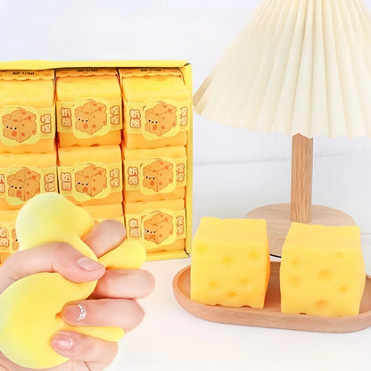 Squishy Cheese Block Stress Relief Fidget Toy – Slow Rising Squeeze