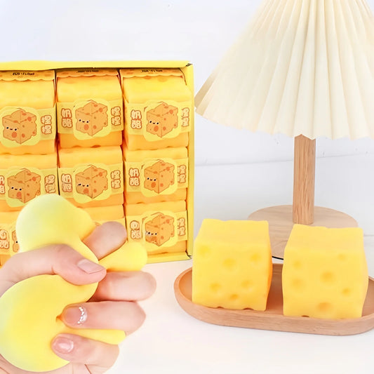 Squishy Cheese Block Stress Relief Fidget Toy – Slow Rising Squeeze