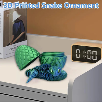 3D Printed Articulated Snake with Egg – Flexible Fidget Toy