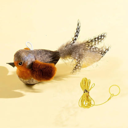 Electric Bird Cat Toy – Interactive Chirping Plush Bird with String