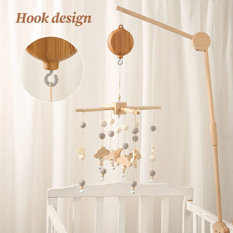 Baby Crib Mobile Music Box – Rotating Arm with Hanging Rattles & Soothing Melodies