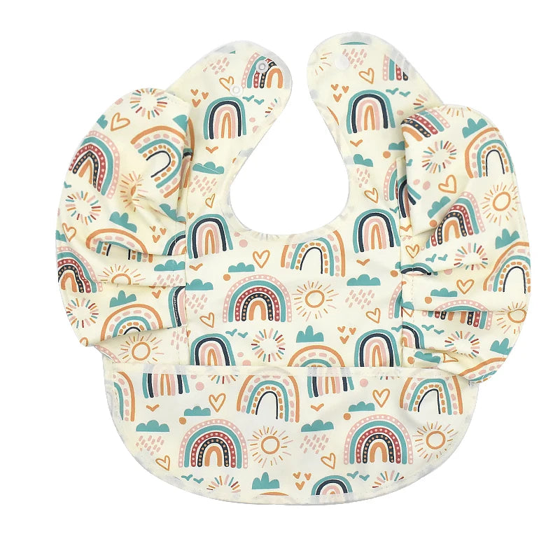 Waterproof Baby Bib with Pocket & Ruffle Sleeves