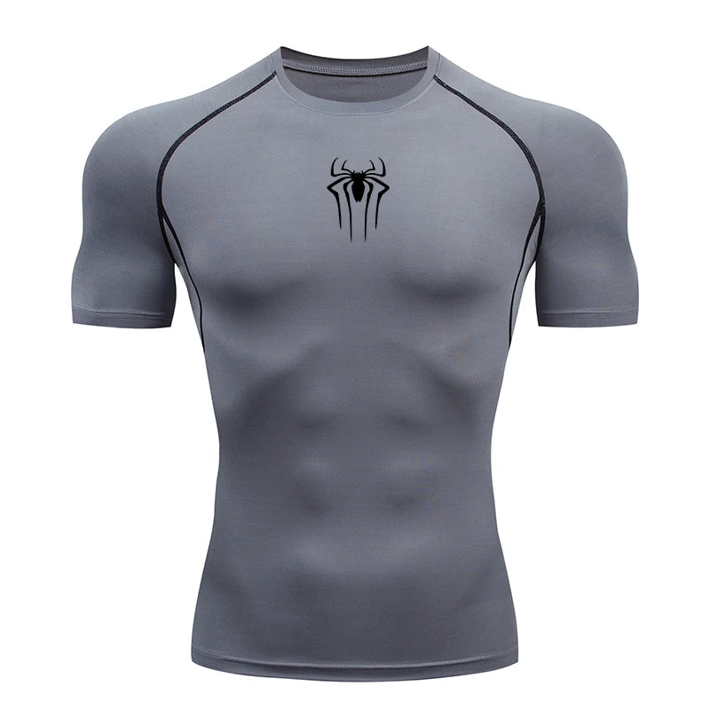 Men's Compression Short Sleeve Gym T-Shirt Spider Print