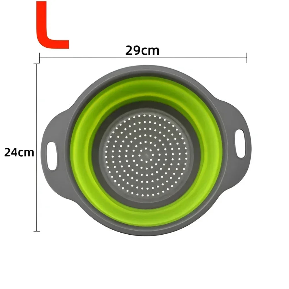 Collapsible Silicone Colander – Foldable Kitchen Strainer Basket