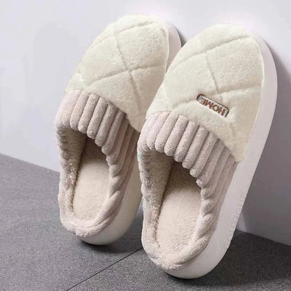 Plush Home Slippers – Quilted Fleece Anti-Slip Indoor Shoes for Women & Men