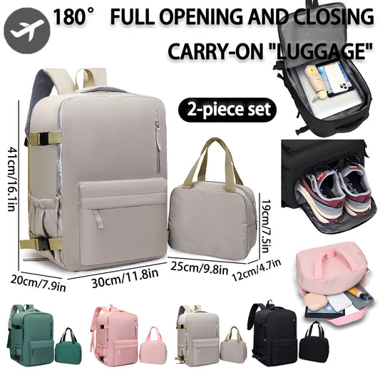 Carry-On Travel Backpack Set – 2-Piece with Tote Bag