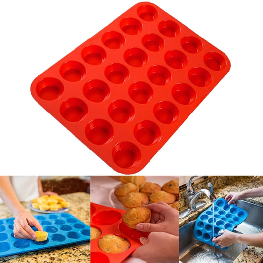 24-Cup Silicone Muffin Pan – Mini Cupcake & Baking Mold