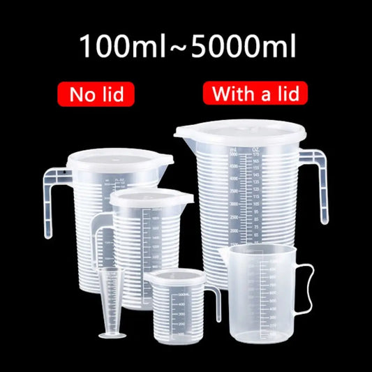 Clear Plastic Graduated Measuring Cup – Multiple Sizes with Lid Option