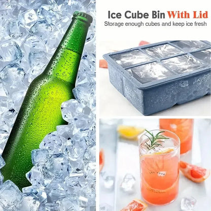 Silicone Ice Cube Tray – 6-Cavity Large Square Ice Mold