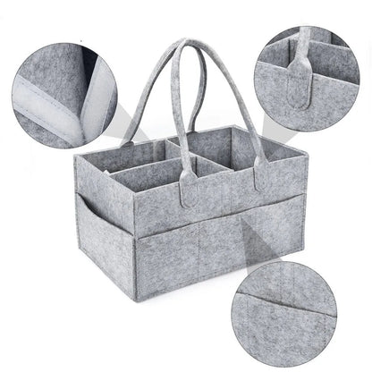 Baby Diaper Caddy Organizer – Felt Storage Basket with Dividers & Handles