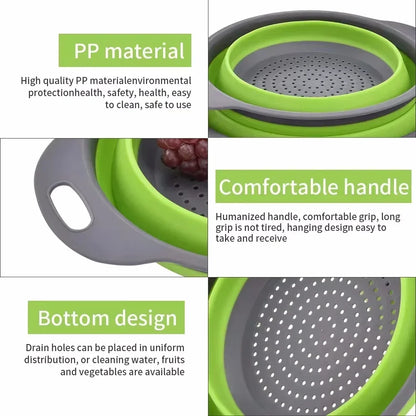 Collapsible Silicone Colander – Foldable Kitchen Strainer Basket
