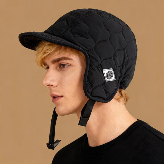 Winter Ear Flap Hat Unisex Quilted Warm Trapper Cap