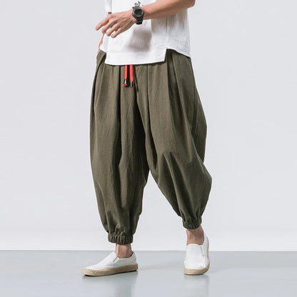 Men's Oversized Harem Pants – Loose Cotton Linen Joggers