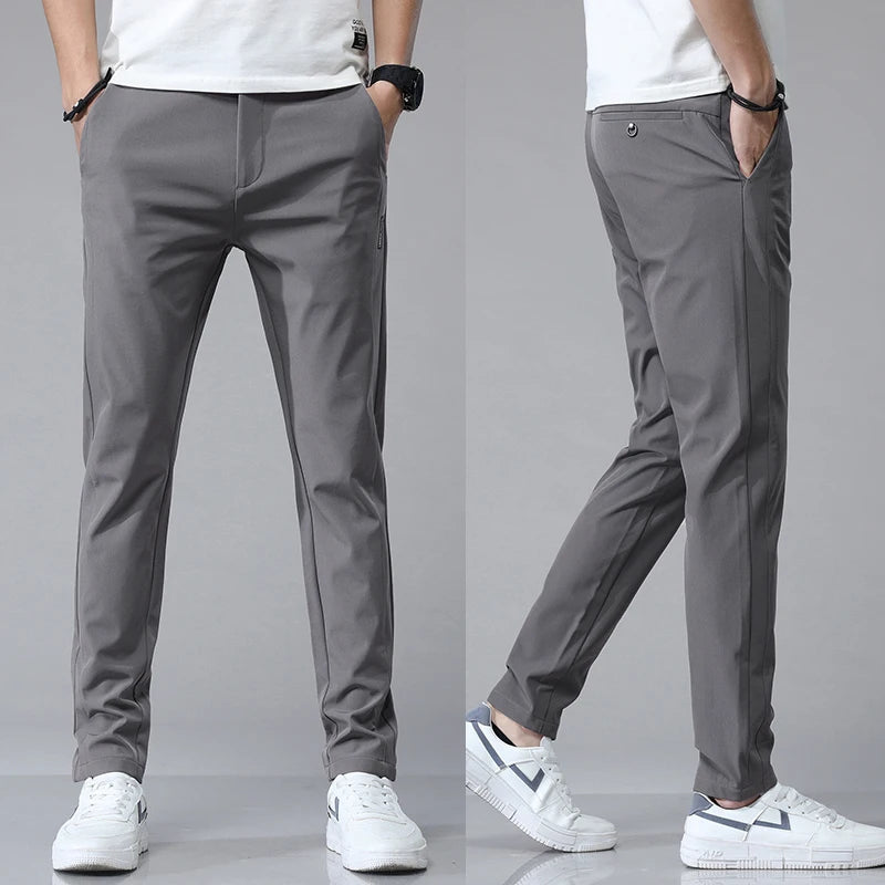Men's Slim Stretch Casual Pants – Lightweight Breathable Trousers