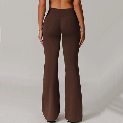 High-Waisted Wide-Leg Yoga Leggings - Push-Up Fitness Pants for Women