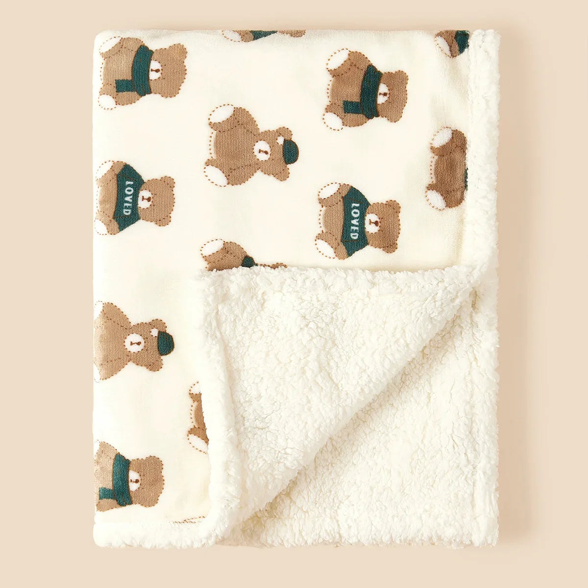 Baby Fleece Blanket Soft Sherpa Swaddle Wrap with Animal Print
