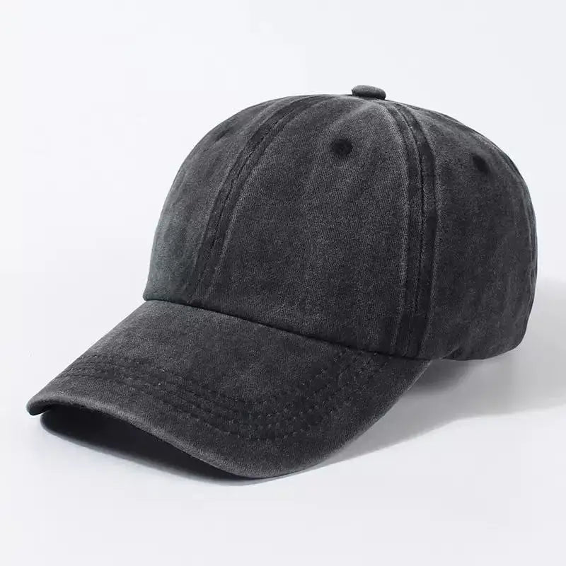 Retro Denim Baseball Cap – Solid Color Adjustable Sun Hat