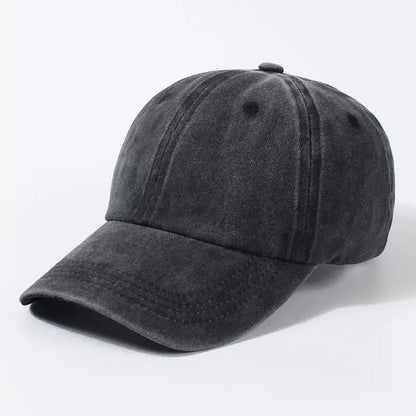 Retro Denim Baseball Cap – Solid Color Adjustable Sun Hat