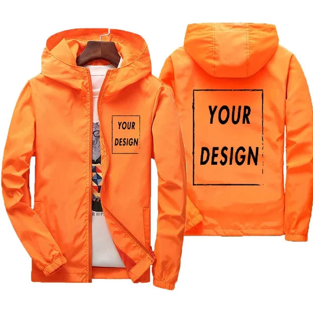 Custom Logo Men's Windbreaker Jacket – Waterproof Hooded Autumn Coat
