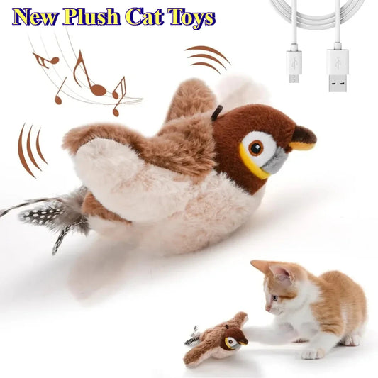Electric Touch-Activated Cat Toy Bird – Squeaky Catnip Plush