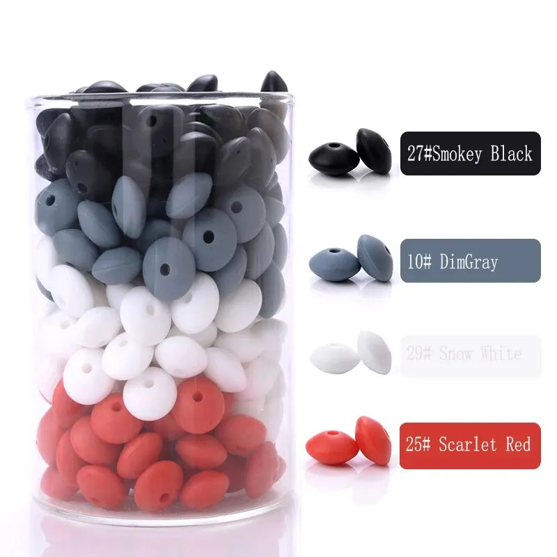 Silicone Spacer Beads 12mm – 50pcs DIY Pacifier Chain & Jewelry