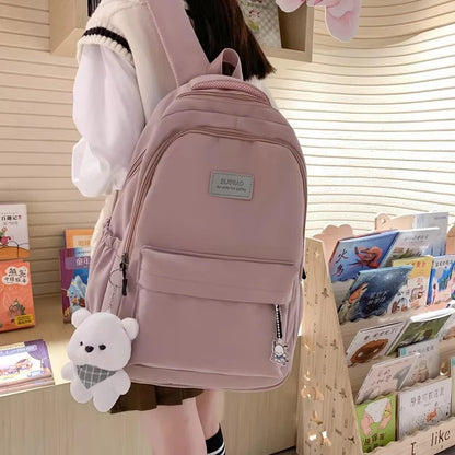 Cute Girls Waterproof School Backpack with Pendant – Laptop Bag