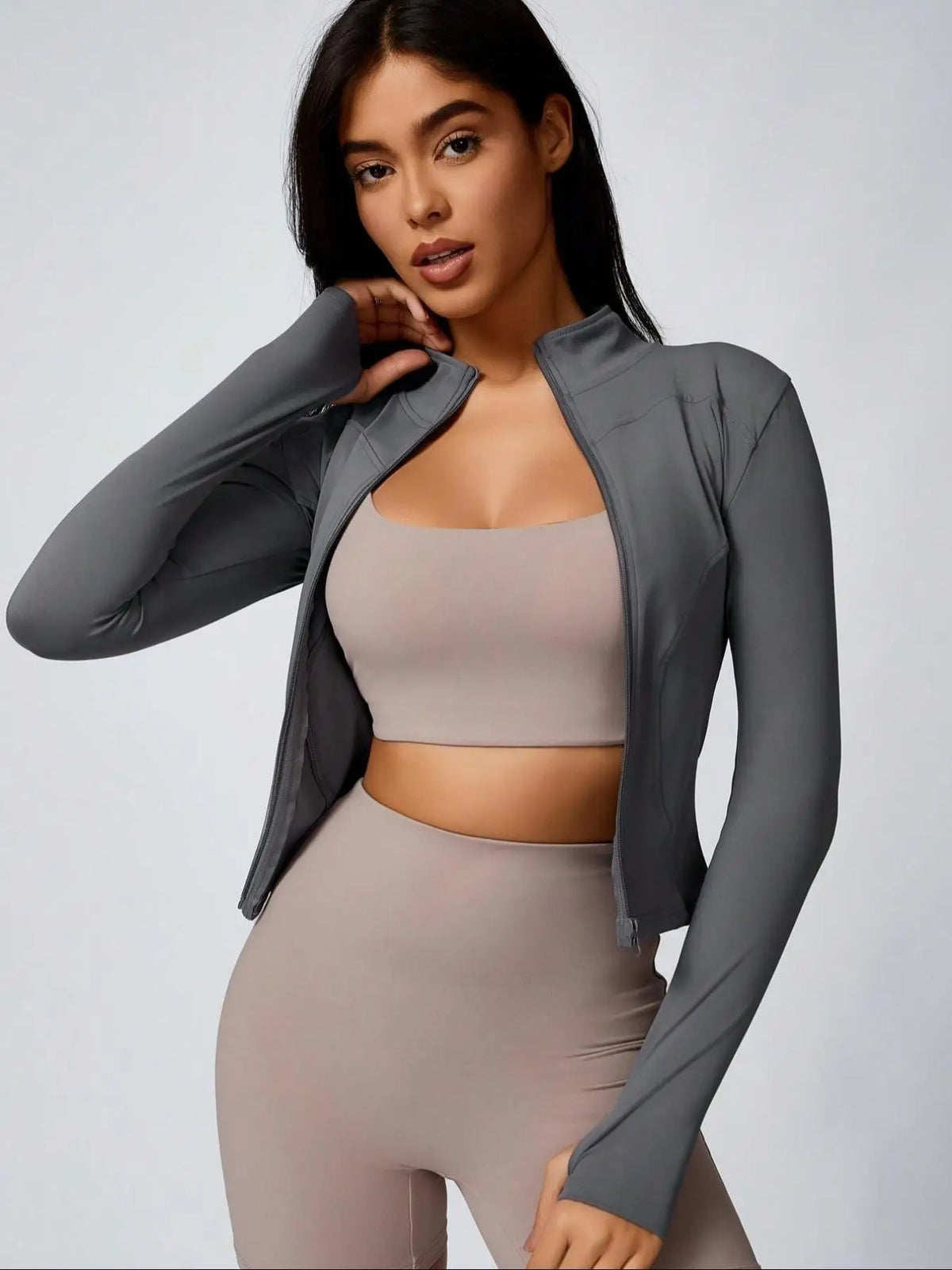 Women's Athletic Zip-Up Jacket – Slim Fit Quick-Dry Workout Top