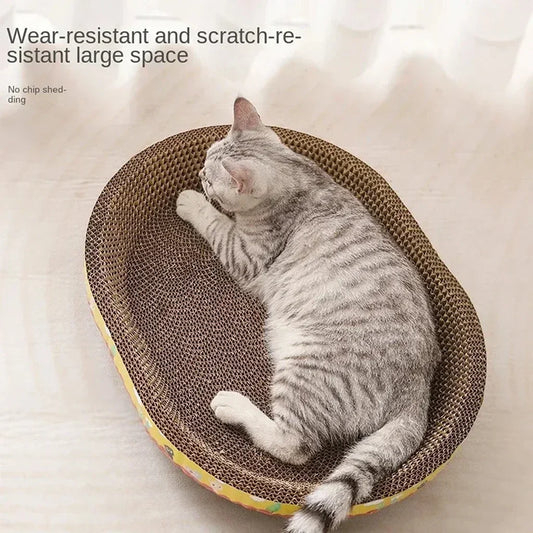 Cat Scratching Board with Toy Mouse – Corrugated Cardboard Scratcher