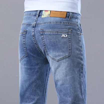 Men's Slim Fit Stretch Jeans – Classic Denim Pants in Light Blue, Smoke Gray & Blue Gray
