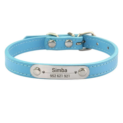Personalized Dog Collar with Engraved ID Tag – PU Leather, Anti-Lost