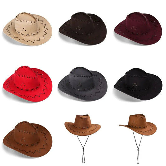 Western Suede Cowboy Hat – Unisex Cowgirl Cap for Parties
