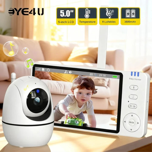 5-Inch PTZ Video Baby Monitor with Zoom & Night Vision