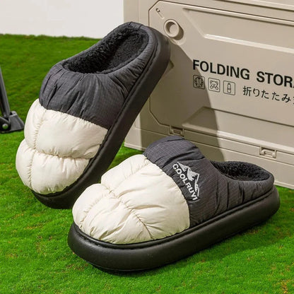 Women's Waterproof Down Slippers – Thick Sole Non-Slip Outdoor Shoes