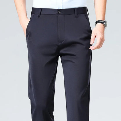Men's Stretch Dress Pants – Ice Silk Wrinkle-Resistant Formal Trousers