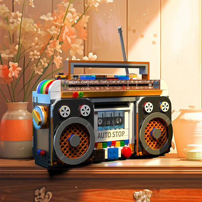 Retro Boombox Building Blocks Set – 554pcs DIY Radio Model Assembly Toy