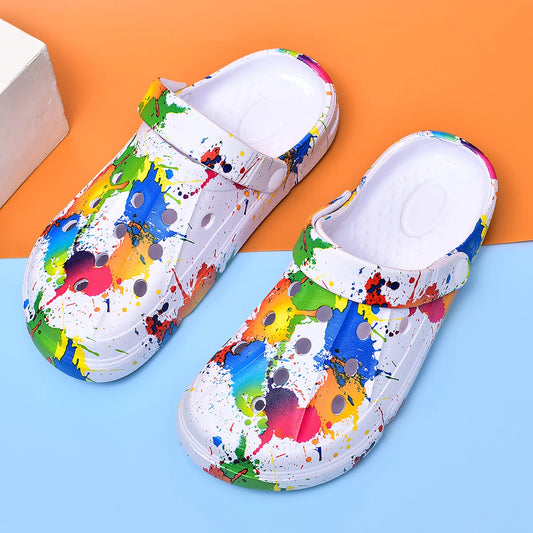 Colorful Print Clog Sandals – Breathable Unisex Garden Shoes