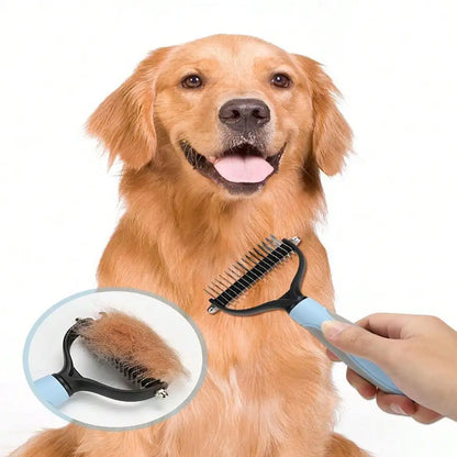 Double-Sided Pet Dematting Comb & Thinning Brush for Cats & Dogs