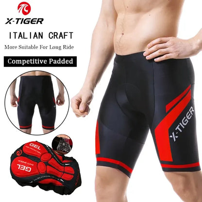 Cycling Shorts Men Gel Pad - X-Tiger MTB Road Bike Pants