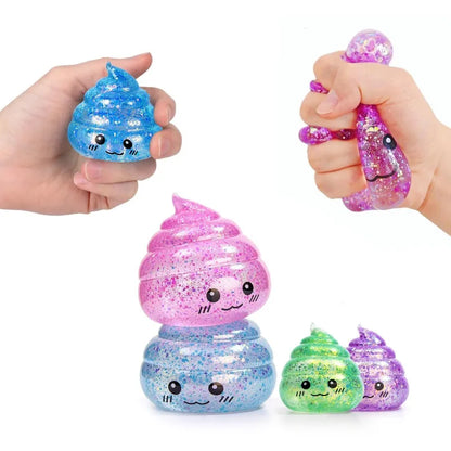 Glitter Poo Squishy Stress Ball – Funny Squeeze Fidget Toy for Kids & Adults