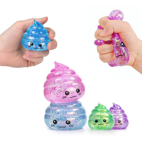 Glitter Poo Squishy Stress Ball – Funny Squeeze Fidget Toy for Kids & Adults