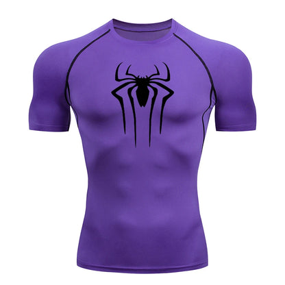 Men's Compression Short Sleeve Gym T-Shirt Spider Print
