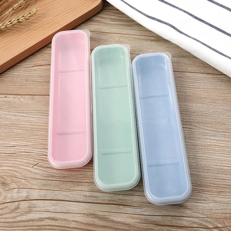 Portable Utensil Storage Box with Spoon, Fork & Chopsticks