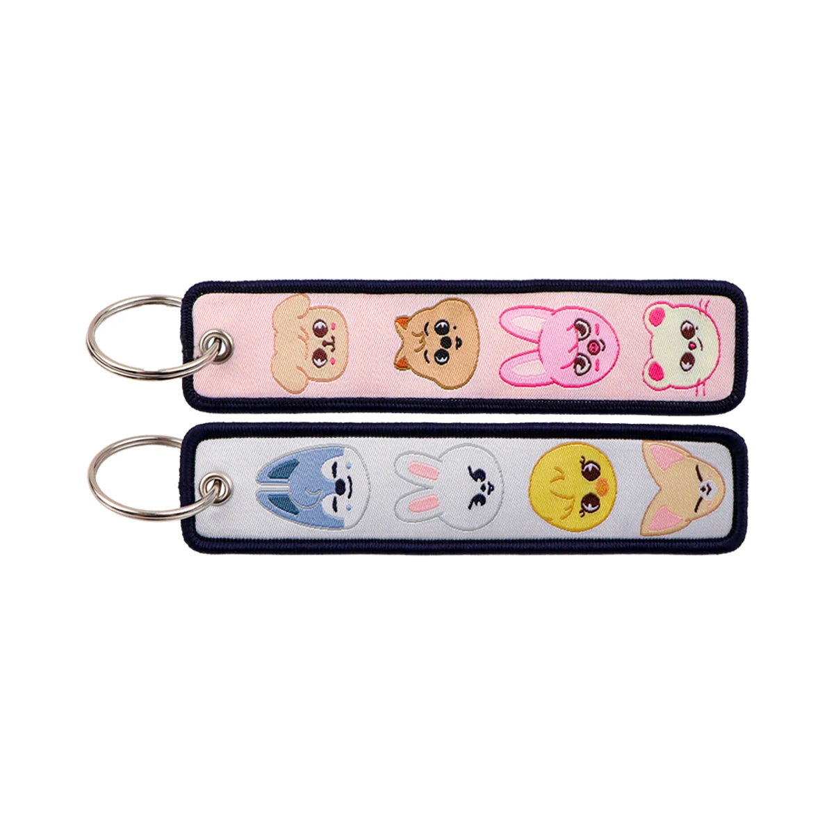 Anime Embroidery Keychain Tag – Cartoon Character Key Ring for Motorcycle, Car & Backpack