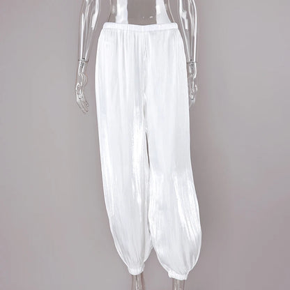 Pleated Loose Harem Pants – Elegant Crepe Bloomers for Women